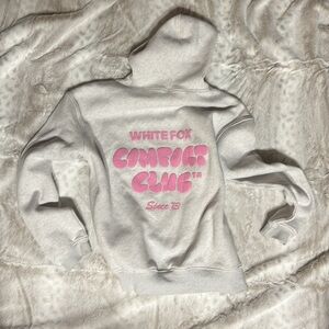 White Fox Grey & Pink Hoodie